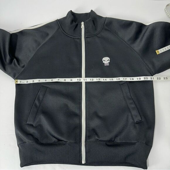 Marvel Punisher Black Bomber Jacket White Trim w/ Pockets, Size S - Picture 11 of 12